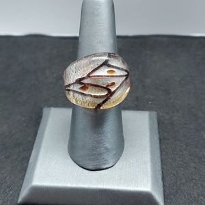 Glass Dome Silver Brownish Ring